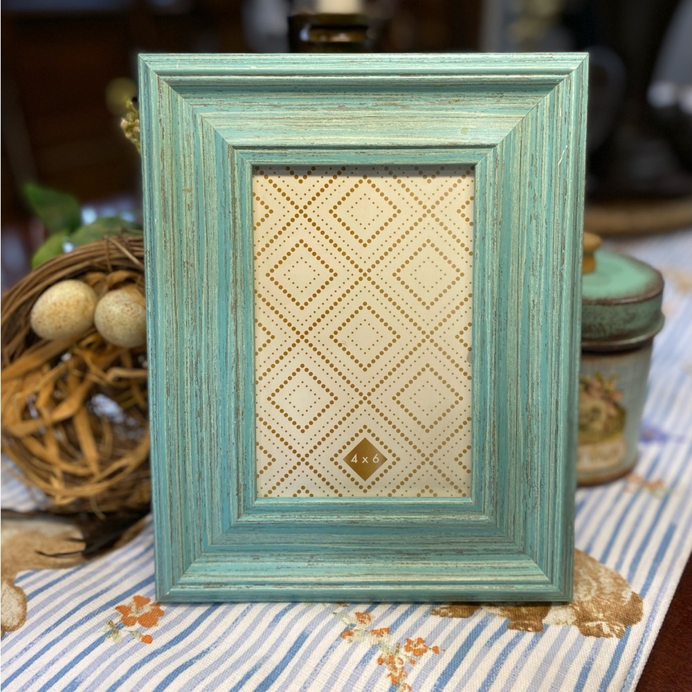 Rustic Turquoise 4 X 6 Easel Back Photo Frame